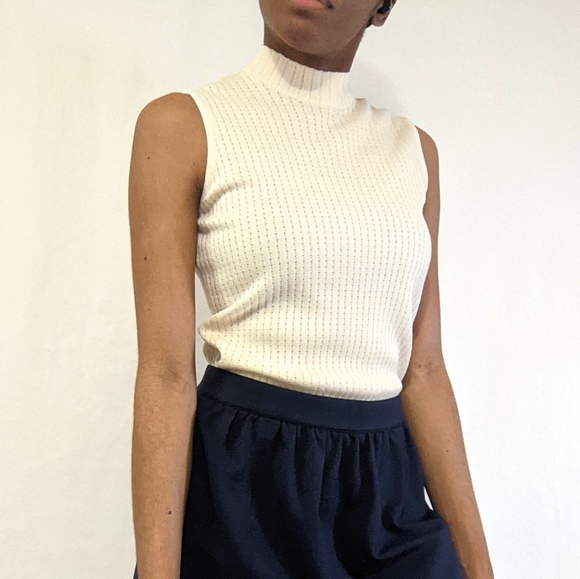 St. John | Tops | St John Essentials Ivory Mock Neck Sweater Tank ...